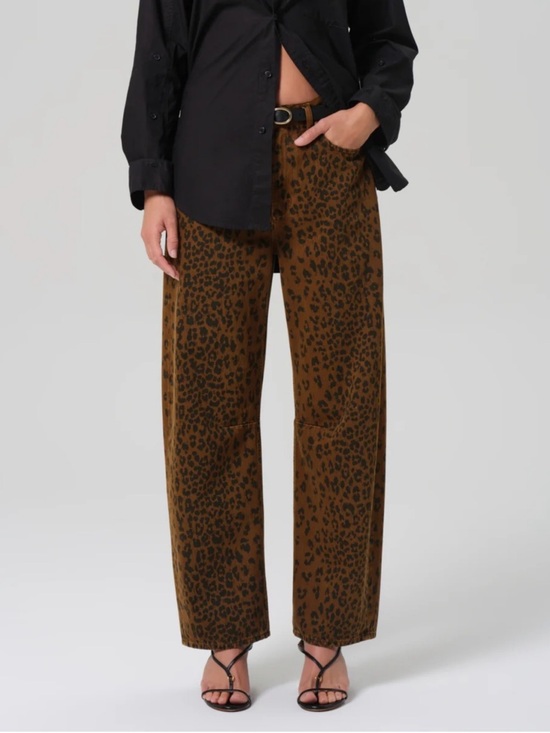Citizens Of Humanity Denim - Citizens Of Humanity Miro Brown Leopard-Print Barrel Leg Designer Denim Jeans 28